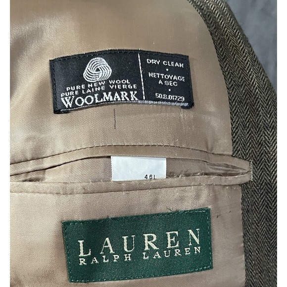 Lauren Ralph Lauren‎ Blazer Mens 46L Brown Laine Vierge 100% Wool Single Breast - Picture 9 of 9